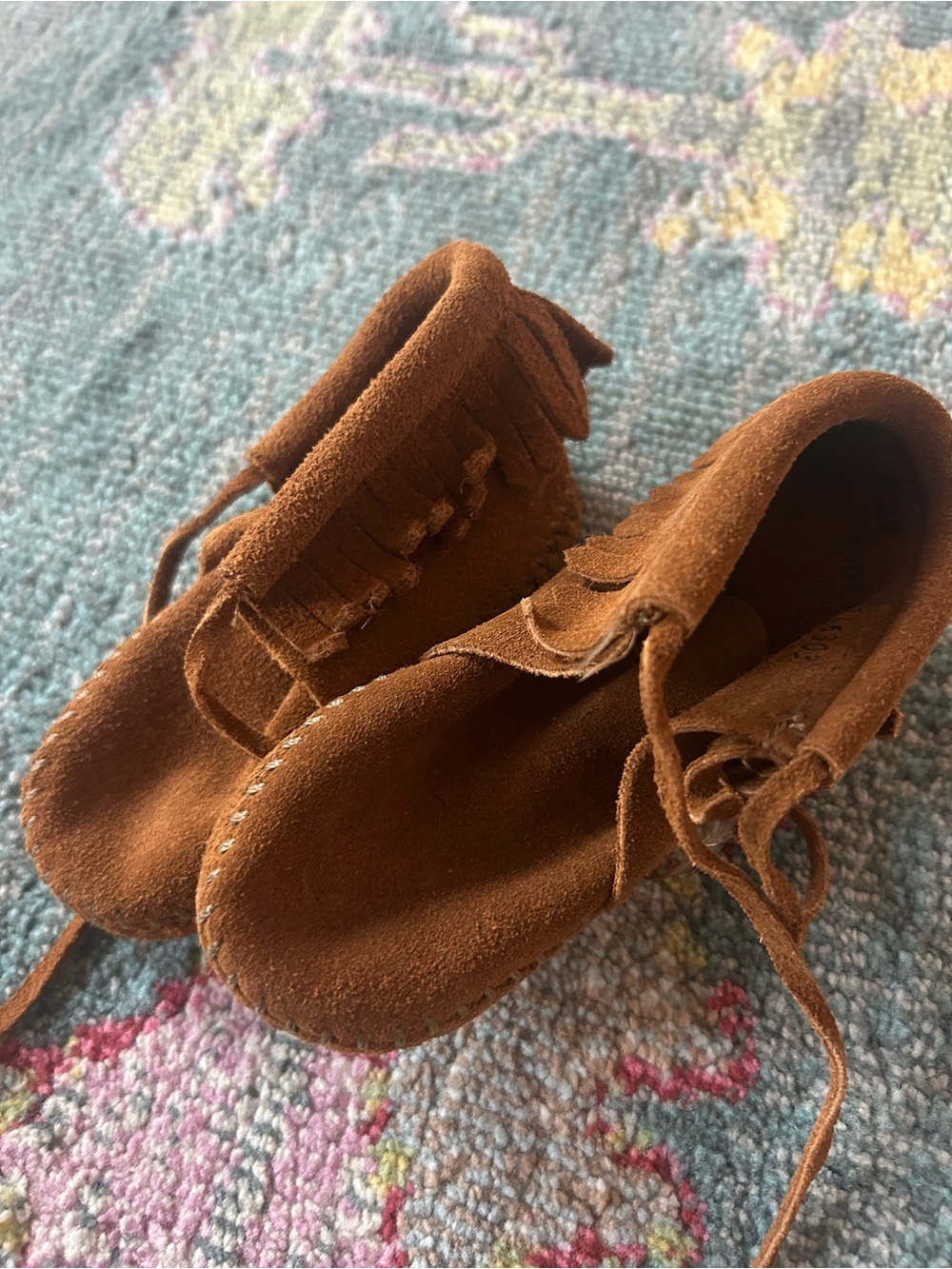 Minnetonka Kids Chestnut Suede Fringe Moccasins